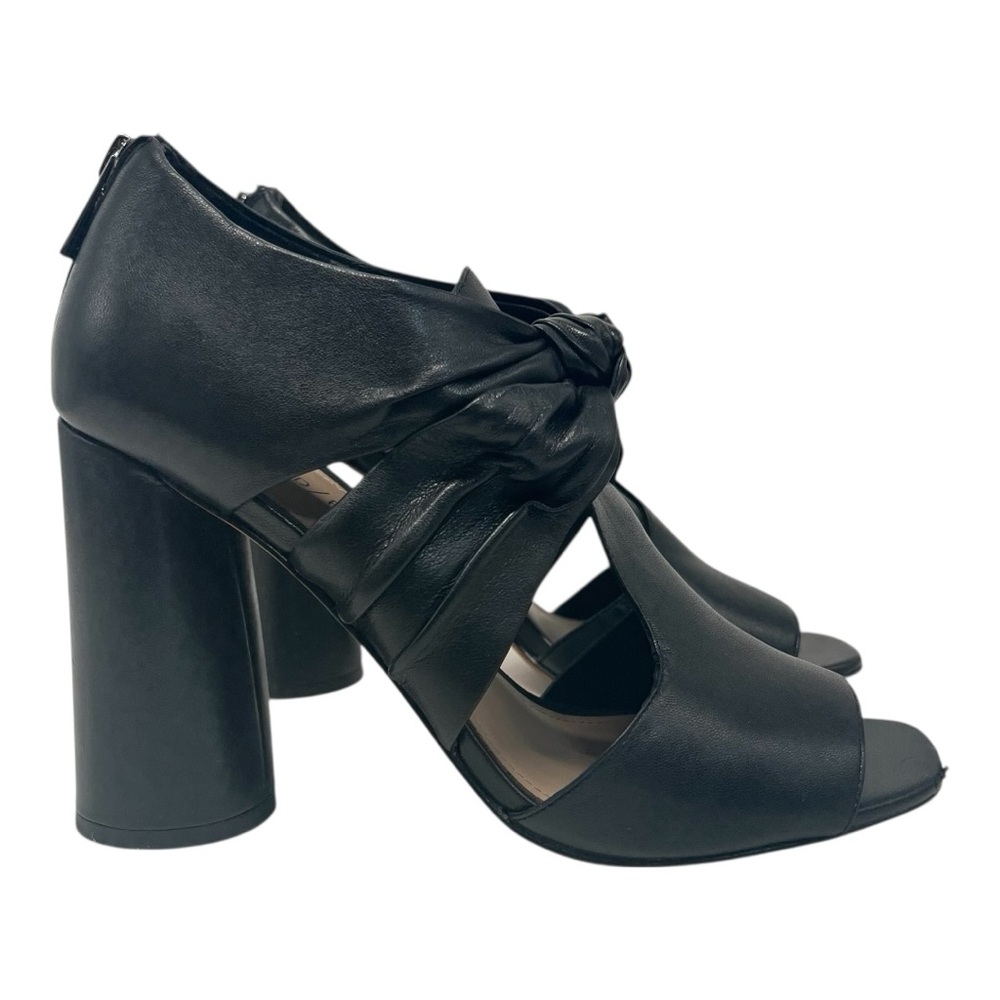 Donald J. Pliner Bailey Black Leather Peep Toe Cylinder Heels Women’s 8.5 - Picture 6 of 13